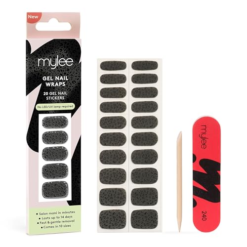 Mylee Gel Nail Wraps [Wild at Heart] – 10 Pre-Cured Gel Stickers for Instant Mani – No Lamp Needed, Chip-Resistant, Glossy Finish, Lasts Up to 14