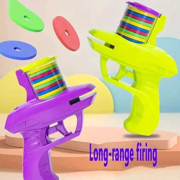 Carrot Gun Shooting Saucer Disc Toy Soft Bullet Foam Disc Launcher Gun Flying Shooter Pistol Kids Outdoor Game Recreation ToyC250117
