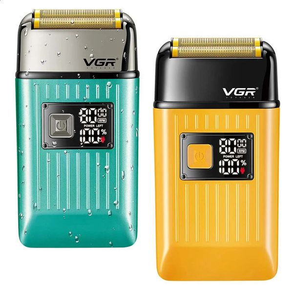 VGR Rechargeable Hair Shaver For Men Powerful Electric Shaver Beard Electric Razor Bald Head Shaving Machine With Extra Mesh 240814