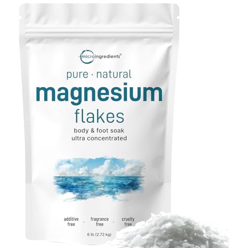 Micro Ingredients Magnesium Flakes, 6lbs | Great Alternative to Epsom Salt for Foot & Body Bath Soaks | High Absorption | Natural Magnesium Chloride M