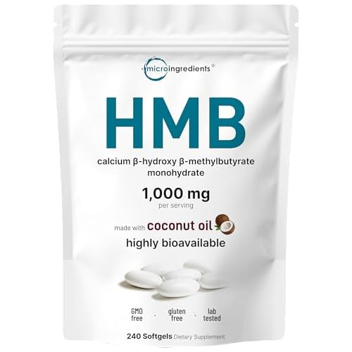 HMB 1,000mg | 240 Softgels with Coconut Oil | Highly Bioavailable | HMB Supplements for Men & Women | Calcium Beta-Hydroxy Beta-Methylbutyrate | Suppo