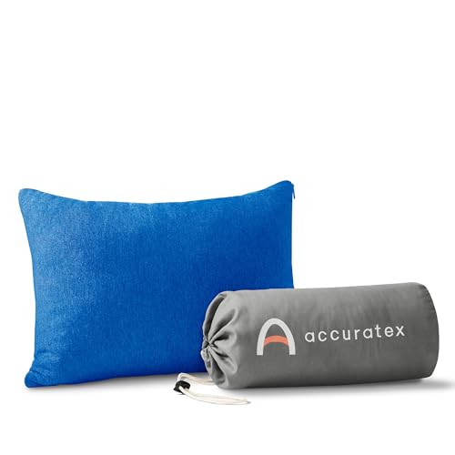 ACCURATEX Camping Pillow-100% Cotton Breathable Cover,Shredded Memory Foam Compressible Travel Pillow,Camping&Travel Accessories-Small Backpacking Pil