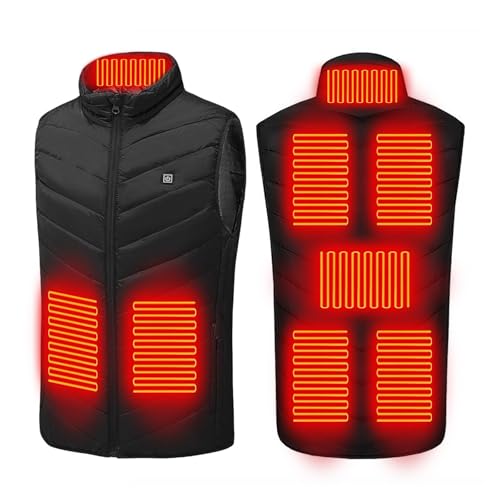 Heated Vest for Men Women USB Electric 8 Zones 3 Heat Settings Lightweight Puffer Jacket Warming Quilted Outerwear Black X-Large