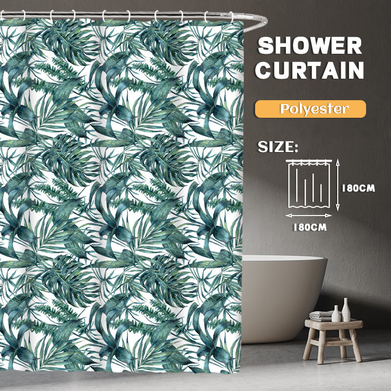 YL-36917 Manufacturers Spot Digital Printed Fabric Shower Curtain Waterproof Thickened Bathroom Partition Curtain with Hook