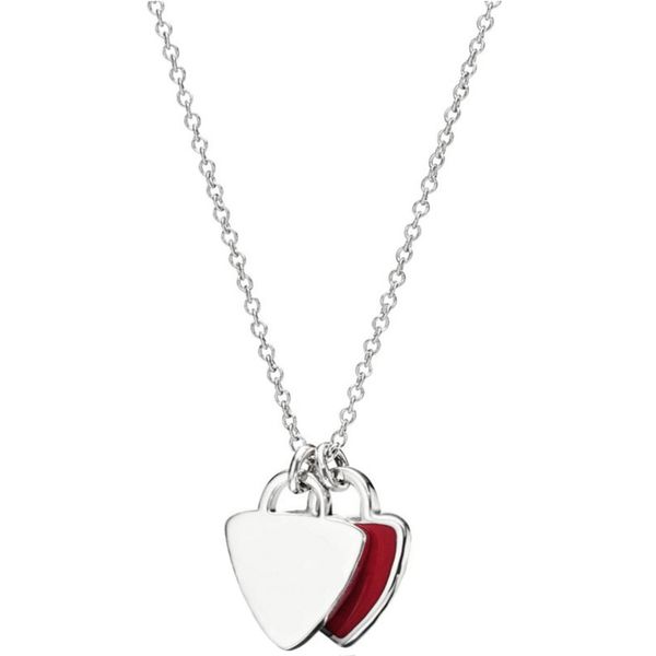 Colar Jewlery Designer for Women Colar Heart Sterling Silver Jewelry 925 Gold Chain Men clássico Double Heart Colar Colar Luxury Jewellery C