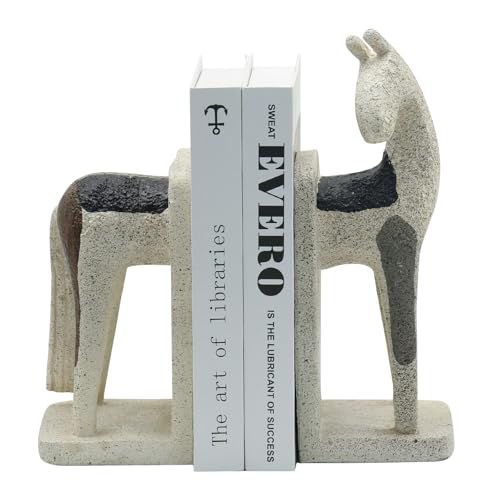 Lukitas Abstract Horse Decorative Bookends, Heavy Duty Non-Slip Book Holders, Creative Modern Ornaments for Office Home Bookshelf Decor, Resin 11''