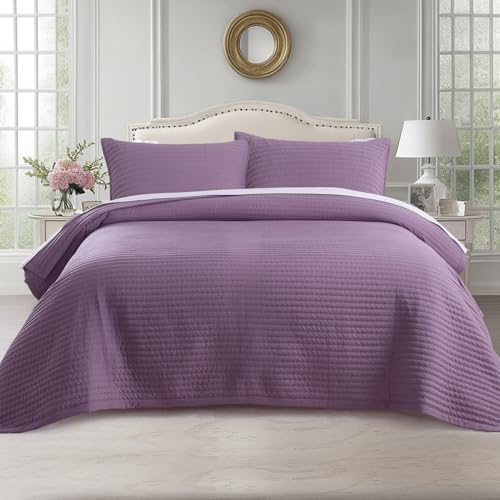 KASENTEX Queen Quilt Set 90"x90" – Soft Washed 3-Layer Lightweight Bedspread, Minimalist Nordic Design, All-Season Spring & Summer Quilt Set (1 Quil