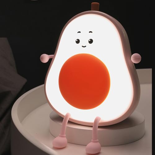 Avocado Night Light, Fruit Night Lamp for Kids Bedroom USB Rechargeable Lamps 3 Brightness Levels, Nursery Bedside Delay-Off Nightlight for Baby Toddl