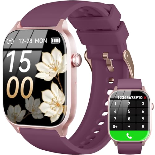 Smart Watch for Men Women- Answer-Make Call, IP68 Waterproof Fitness Tracker Watch with Heart Rate Monitor Sleep Step Counter (Burgundy, 1.83) 1.83 Bu