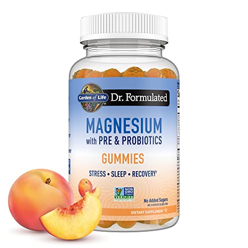Garden of Life Magnesium Citrate Supplement Gummies with Prebiotics & Probiotics for Stress, Sleep & Recovery - Vegan, Gluten Free, Kosher, Non-GMO, N