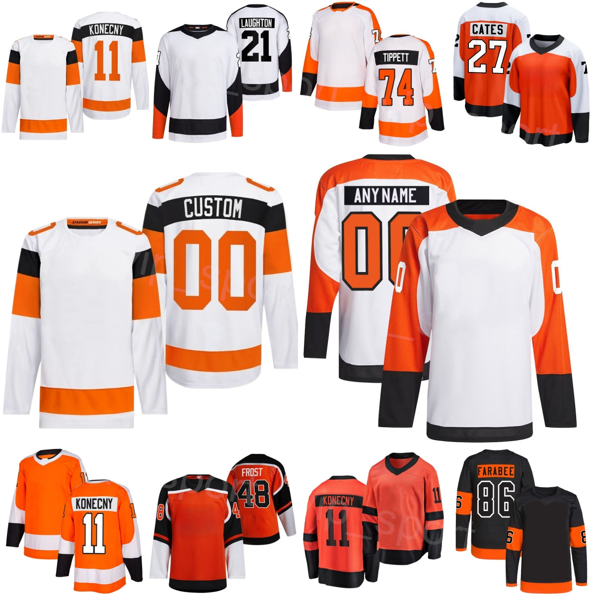 Men Kids Women Hockey 24 25 Reverse Retro 21 Scott Laughton Jersey 79 Carter Hart 74 Owen Tippett 9 Jamie Drysdale 11 Travis Konecny 6 Travis Sanhei
