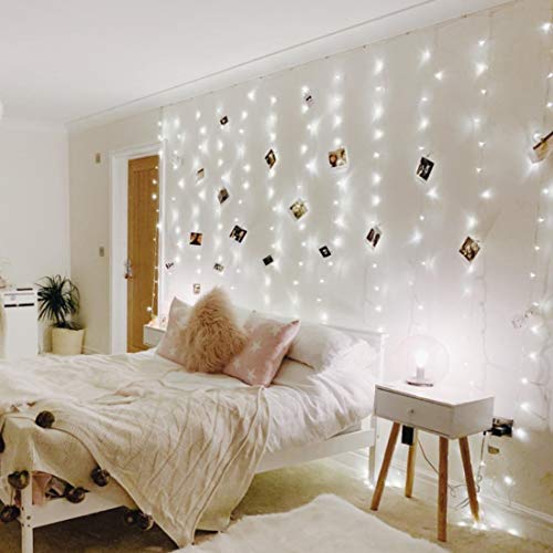 Lighting EVER 594 LED Curtain Lights Cool White, Hanging Fairy String Lights for Bedroom Wall, Indoor Outdoor Backdrop Lights for Wedding, Party, Pati
