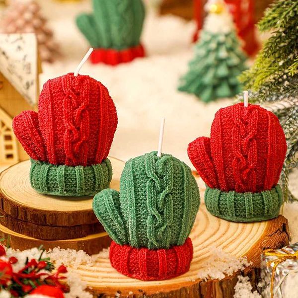 Christmas wool gloves candles handmade aromatherapy candles simulated gloves soy wax decoration birthday party guest ingredients CL240907