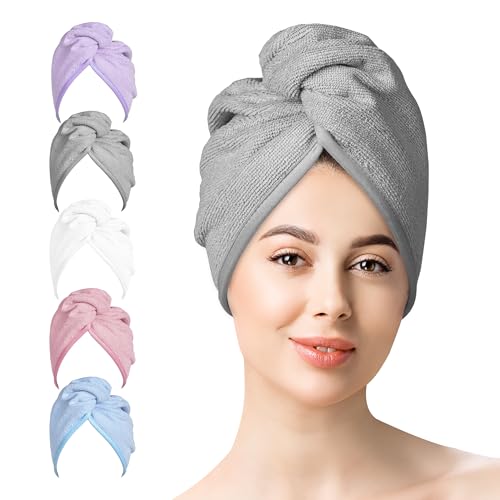 Microfiber Hair Towel Hair Wrap: 2 Pack 10X26 Hair Dryer Towels for Women Absorbent Turban Twist Hair Drying Shower Cap Curly Hair Products for Hair C