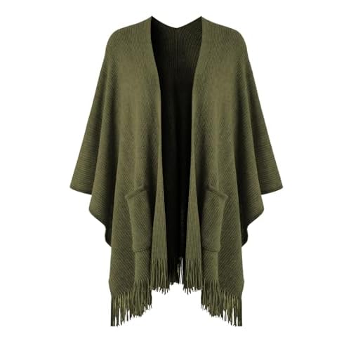 Ferand Shawl Wraps for Women, Cozy Lightweight Poncho Cape with Pockets, Warm for Fall Winter Travel One Size Army Green