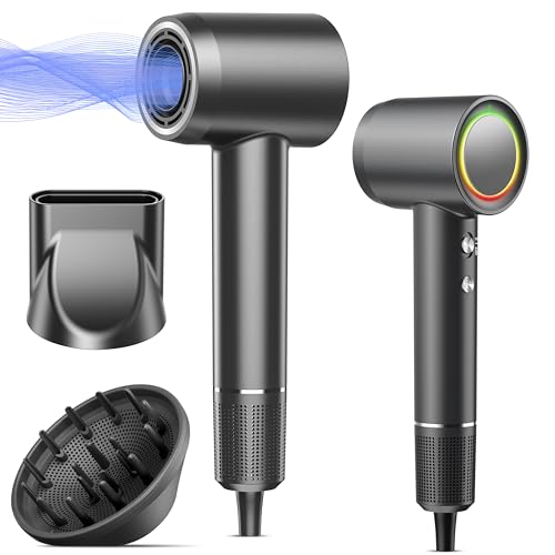 Hair Dryer, 160000 RPM Professional High Speed Ionic Blow Dryer, 500 Million Negative Ions & Heat-Control & Low Noise Hairdryer with Magnetic Diffuser
