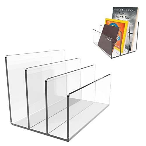 Boloyo Acrylic File Holder,2PC 3 Sections Clear File Organizer Mail Letter Sorter Desktop Folder Holder for Home Office School Envelope Bill Filling P