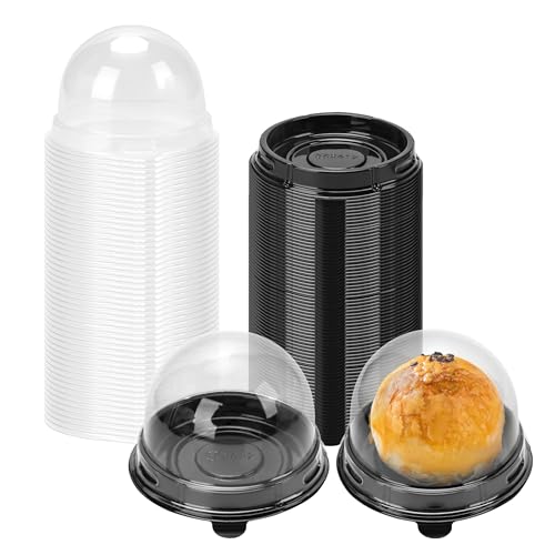 Mini Individual Cupcake Container 2.8x2 IN Mini Cupcake Boxes Desk Pet Containers for Chocolate Covered Cookies, Mooncake(50 Pack, Black) Black-50Pack