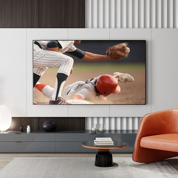 150 Inch Acoustically Transparent Black Crystal 8K ALR Anti Light Fixed Frame Projector Projection Screen For 4K Long Throw Projector Home C