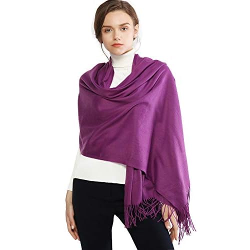 RIIQIICHY Women's Scarf Pashmina Shawls and Wraps for Evening Dress Bridesmaid Wedding Bridal Winter Warm Long Large Scarves Purple