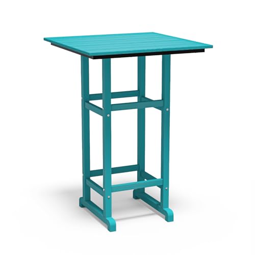 Balcony High Adirondack Bar Table,HDPE All-Weather Outdoor Furniture for Patio Backyard Poolside -Aruba Blue 1 Bar Table Aruba