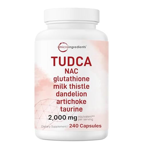 TUDCA 2,000mg Bile Salts Liver Support Supplement, 240 Capsules | Powerful 7-in-1 Formula with NAC, Milk Thistle, Glutathione & More for Liver Cleanse