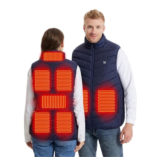 Heated Vest for Men Women USB Electric 8 Zones 3 Heat Settings Lightweight Puffer Jacket Warming Quilted Outerwear Blue Large