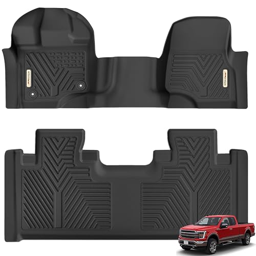 YITAMOTOR Custom Fit Floor Mats Compatible with 2015-2025 Ford F-150 Super Cab-Extended Cab with 1st Row Bench Seats Only, All Weather Protection 2 Ro