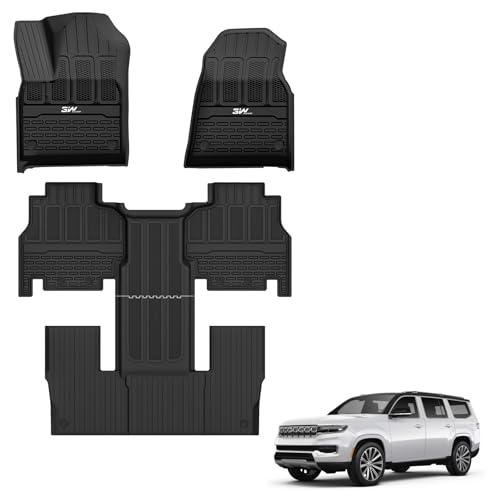 3W Floor Mats Fit for Jeep Grand Wagoneer-Grand Wagoneer L 2022 2023 2024 2025 7 seat(Not Fit for 8 seat), All-Weather TPE Custom Fit Wagonner Floor L