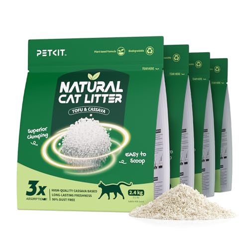 PETKIT 2025 New Plant Tofu Mixed Litter, Superior Clumping 100% Natural Ingredients Plant Cat Litter, Dust-Free and Low Tracking, Non-Sticky, Easy Sco