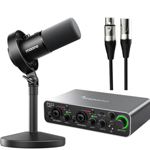 MAONO USB XLR Dynamic Microphone for Podcast: PC Computer Gaming Mic with 192kHz-24bit for Studio Recording Streaming Content Creation (PD300XT+PS22+X