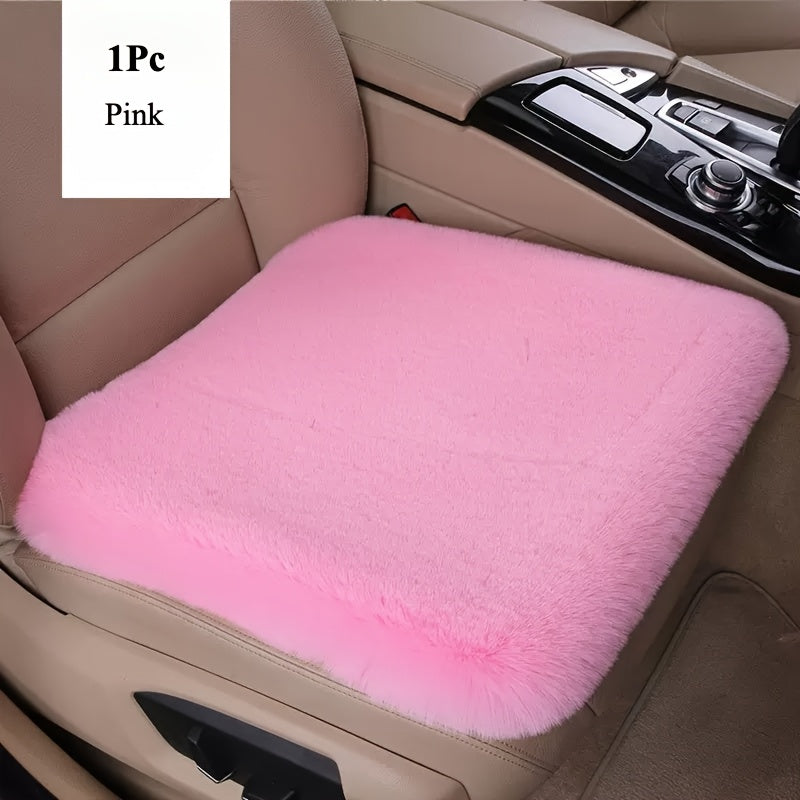 TEMU Soft Velvet Rabbit Fur Car Seat Cover - , Hand Washable, Removable Office Chair Cushion Pad, Suitable For Vehicle Models