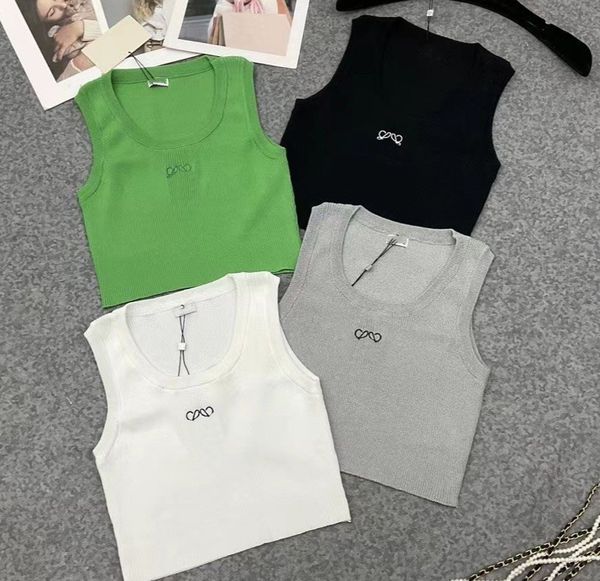 Designer Tanks Camis tshirt clothes women Embroidery Tank Tops women Summer Short Slim Navel exposed outfit Elastic Sports Knitted Tanks Siz