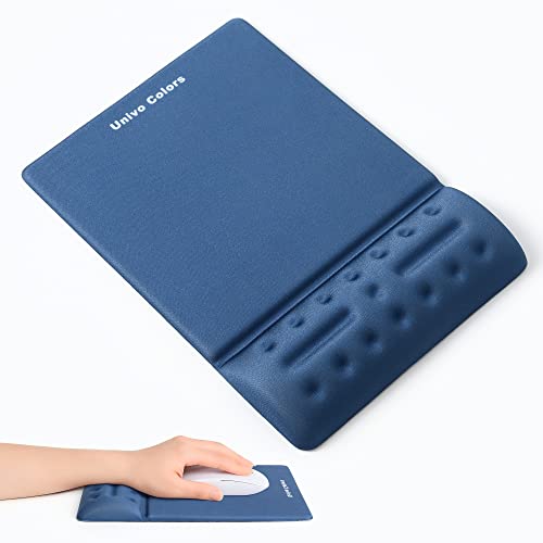 UnivoColors Navy Blue Mouse Pad with Wrist Support Ergonimic Wrist Rest Gel Wrist Pad for Mouse Computer Laptop Desk Office Gaming Desktop Soft Memory
