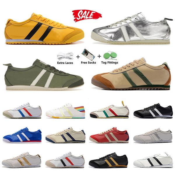 Top Tiger Running Shoes Tigres Mulheres Mens Tigres Canvas Slip-On Silver Gold Gold Branch Brancos Amarelo Amarelo Preto México 66 Treinador