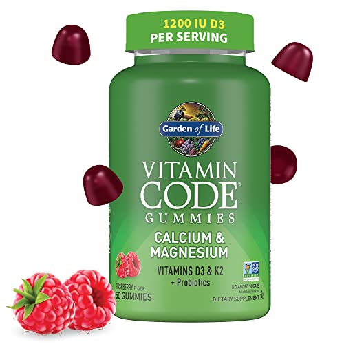 Garden of Life Vitamin Code Calcium Magnesium Gummies with D3 & K2, Supports Bone Health & Bone Strength + Prebiotics & Probiotics for Digestive Suppo