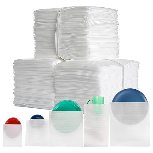 DZOMK 100 Pack Foam Packing Pouches, 5 Sizes Cushion Foam Wrap Sheets, Packaging Material for Dishes, Plates, Glass, Cups, Mugs, Moving Supplies for P