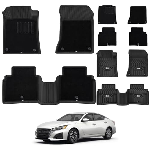 3W Floor Mats & Carpets Compatible for Nissan Altima 2019-2024 2025, TPE All Weather Accessories Custom Fit Floor Liner for Nissan Altima (1st and 2nd