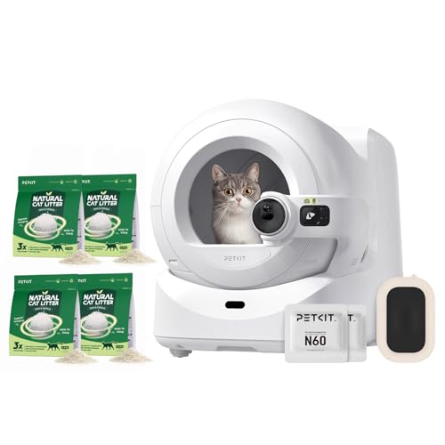 Bundle of PETKIT PUROBOT Ultra Automatic Cat Litter Box + 4 Bags Plant Cat Litter, Self-Cleaning Litter Box with AI-Camera for Facial Recognition and