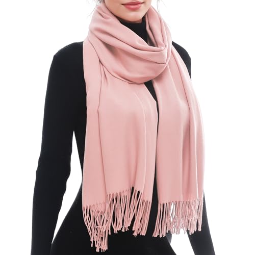 RUI VTRON Scarf for Women Fall Winter Scarves Warm Large Pashmina Shawls and Wraps Baby Pink