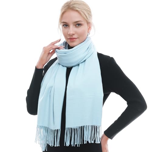RIIQIICHY Scarf for Women Scarves and Wraps Winter Warm Pashmina Shawl for Cold Weather Light Blue