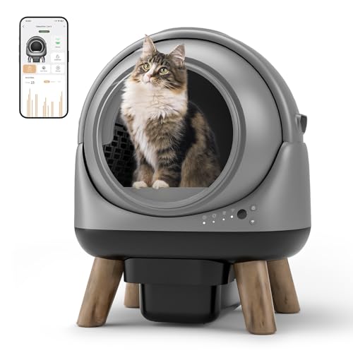 Self Cleaning Litter Box - G1 Automatic Cat Litter Box for Cats, Robot with Large Openning-Odor-Control-Dual Safety Protection Dark Grey