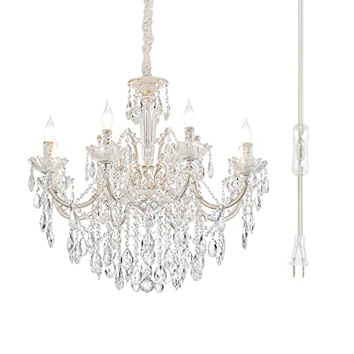 YLONG-ZS Plug in Chandelier Modern Pendant Crystal Raindrop Chandelier Lighting LED Ceiling Light Fixture Lamp for Dining Room Bathroom Bedroom Living