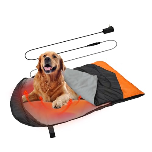 Heating Dog Sleeping Bag, Heated Waterproof Warm Packable Dog Bed Mat with Storage Bag for Indoor Outdoor Travel Camping Hiking Backpacking