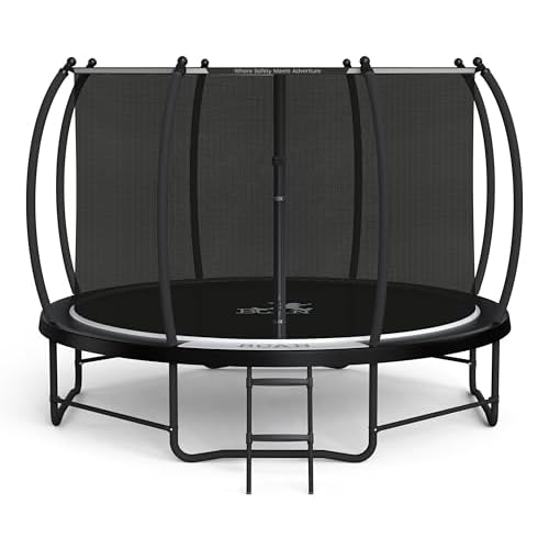 BCAN 12FT Recreational Trampoline with Enclosure for Kids Adults, ASTM Approved, Outdoor Trampolines with Ladder for Kids-12FT Apex Black