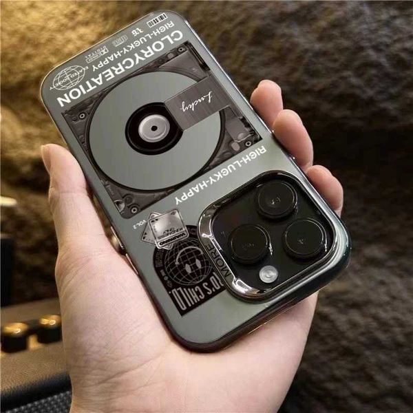 Cellphone Case Suitable for iPhone 16 15 14 13 12 11 Pro Max XS X XR Retro Record Player Plating Matte Phone Cover Suitable for iPhone 16 15