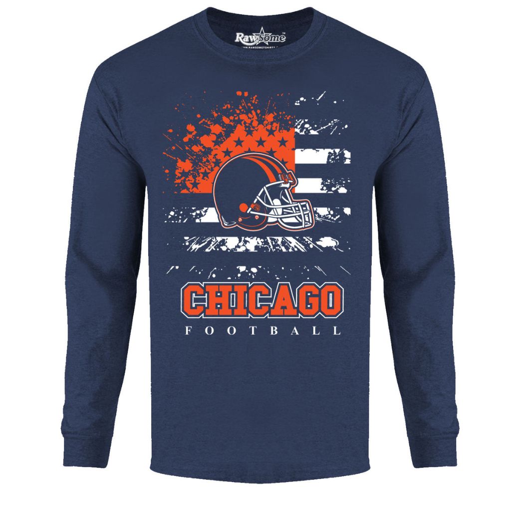 Men's Star-Spangled Football Long-Sleeve Shirts - 2X-Large - Chicago