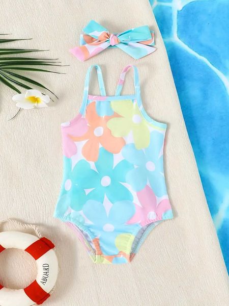One-Pieces Summer Cute Baby Girls One-Piece Swimsuit 2-piece Comfortable Breathable Pool One-Piece Swimsuit For Newborn Girls H250212