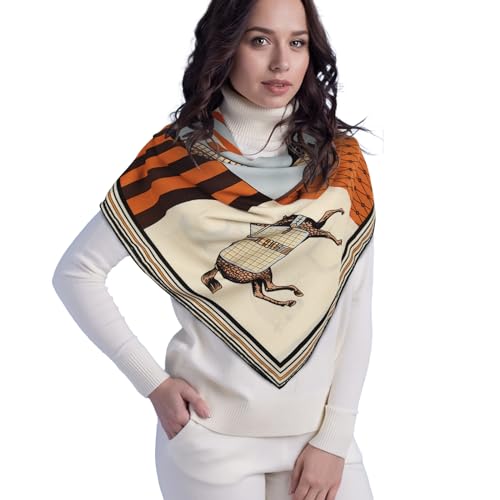 EXTREE Women's Travel Scarf Pashmina Shawls and Wraps Winter Warm Square Large Scarves Made of 60% Wool and 40% Silk Color-01