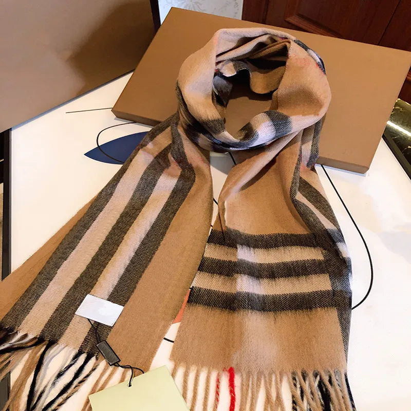 Designer Scarf silk Echarpe Luxe Cashmere Scarves For Winter Warm Womens and mens Long Wraps Classic Plaid Women Man silk scarf designers with Embro